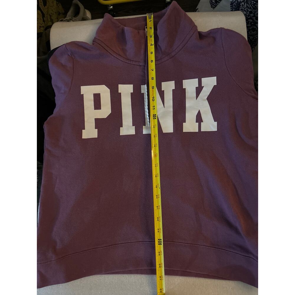 PINK Victoria Secret Funnel Purple Logo Racer Stripe Zip Jacket. L Casual Preppy - Picture 9 of 11